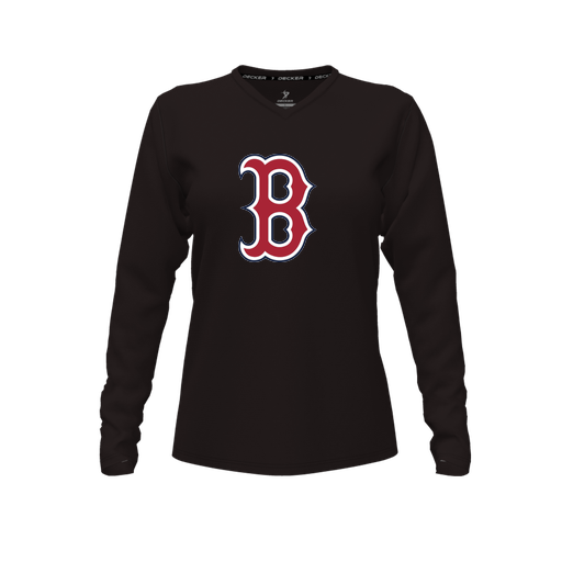 [FTLVPTBK-FYXS-LOGO1] Decker Performance T-Shirt (Female Youth XS, Black, V Neck, Logo 1, Long Sleeve)